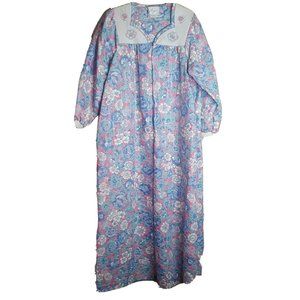 VTG Cinejour Full Length Floral Bath Robe House Patio Coat Size Medium USA Made